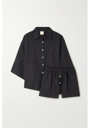 Deiji Studios - The 03 Washed-linen Shirt And Shorts Set - Black - XS/S,S/M,M/L,L/XL