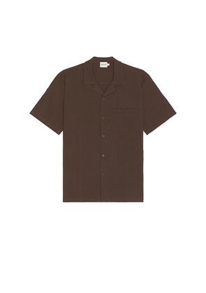 Bound Heavy Cuban Textured Shirt in Brown. Size M, S, XL/1X.