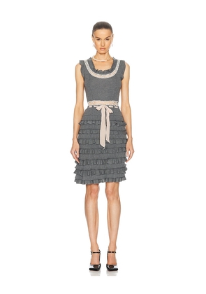 FWRD Renew Dior Cashmere Ruffle Dress in Grey. Size .