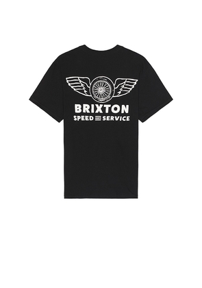 Brixton Spoke Short Sleeve Tailored Tee in Black. Size M, S, XL/1X.