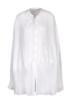 Ermanno Scervino White Embroidery Transparency Shirt