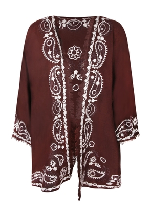 Brown Cashmere Embroidered Cardigan Parosh