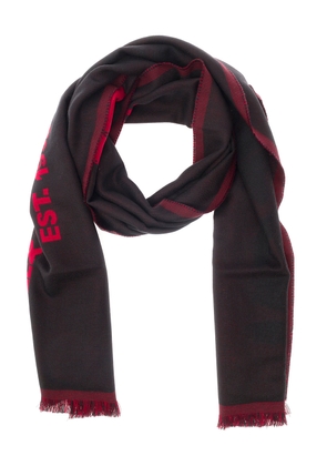 Alexander Mcqueen Red And Black Scarf With Jacquard Logo In Wool Man