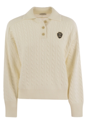 Brunello Cucinelli Plaited Cashmere Polo-Style Sweater
