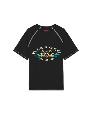 Pleasures Adventure Raglan Sport Shirt in Black. Size M, S, XL/1X.