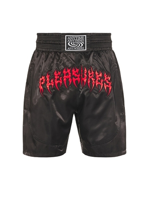 Pleasures Anywhere Muay Thai Shorts in Black. Size M, S, XL/1X.
