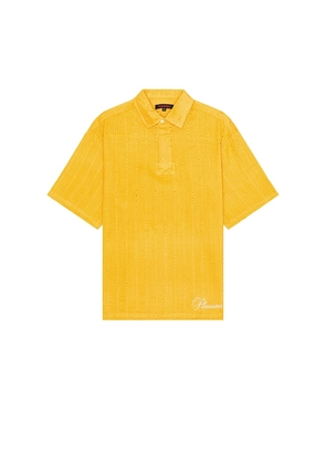 Pleasures Clarity Woven Polo in Yellow. Size M, S, XL/1X.