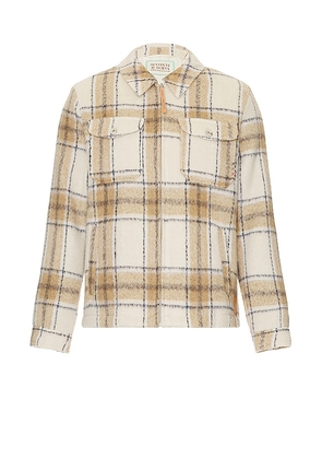 Scotch & Soda Zip Up Check Over Shirt in Beige. Size XL/1X.