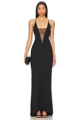 The Sei Plunge Gown With Mesh in Black. Size 8.