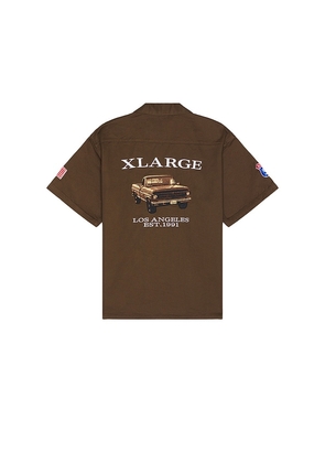 XLARGE Old Pick Up Truck Short Sleeve Work Shirt in Brown. Size M, S, XL/1X.