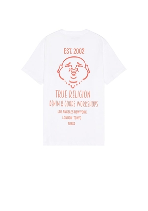 True Religion Raised Paint Tee in White. Size M, S, XL/1X.