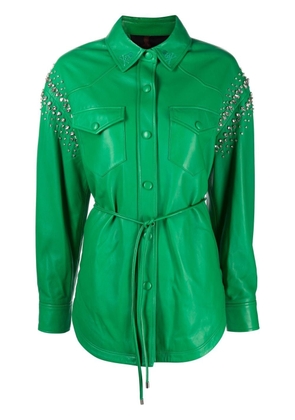 Philipp Plein stud-embellished leather shirt - Green