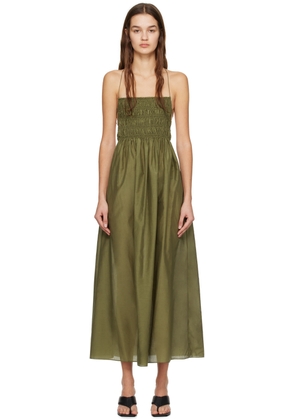 Matteau Green Shirred Maxi Dress