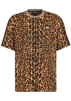 Dolce & Gabbana leopard-print cotton T-shirt - Brown