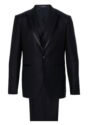 Tagliatore satin-trim single-breasted suit (set of three) - Blue