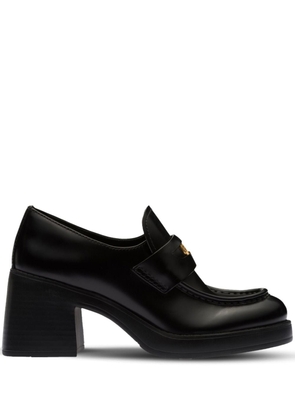 Miu Miu 75mm heel leather penny loafers - Black