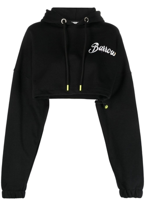 BARROW logo-print cropped cotton hoodie - Black