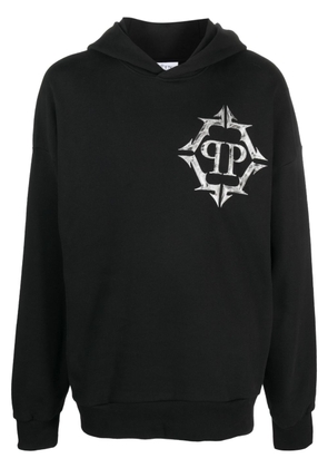 Philipp Plein Chrome logo-print cotton hoodie - Black