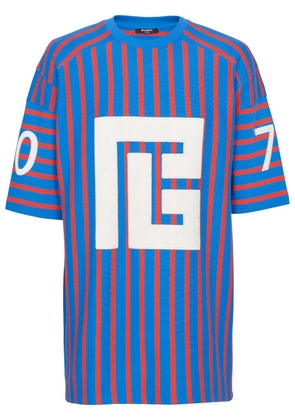 Balmain Maxi PB-print striped T-shirt - Blue