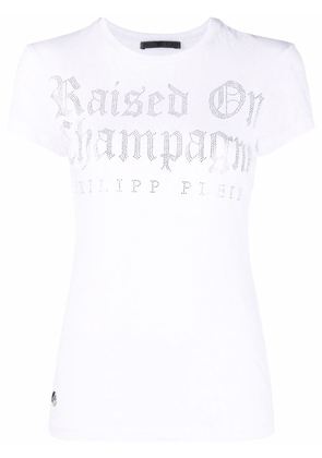 Philipp Plein crystal-embellished snake-print T-shirt - White