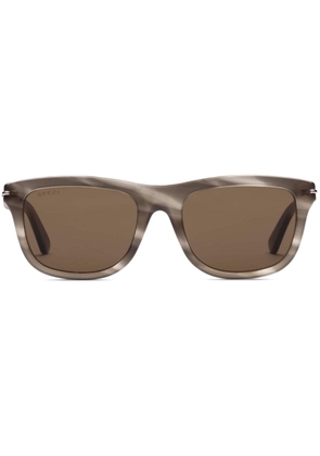 Gucci Eyewear striped rectangular-frame sunglasses - Brown