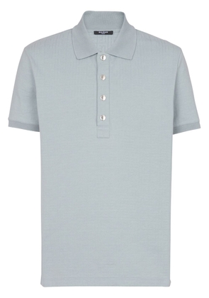 Balmain short-sleeve cotton-blend polo shirt - Blue