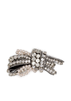 Dice Kayek crystal-embellished knotted brooch - Silver