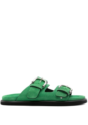 P.A.R.O.S.H. double-buckle suede slides - Green