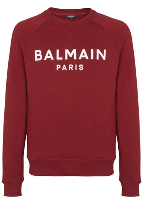 Balmain logo-print organic cotton sweatshirt - Red