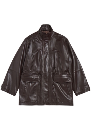 Balenciaga oversized leather coat - Brown