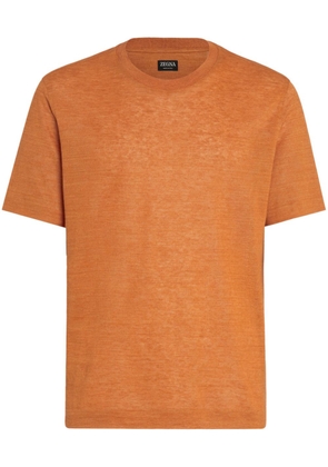 Zegna fine-knit linen T-shirt - Orange