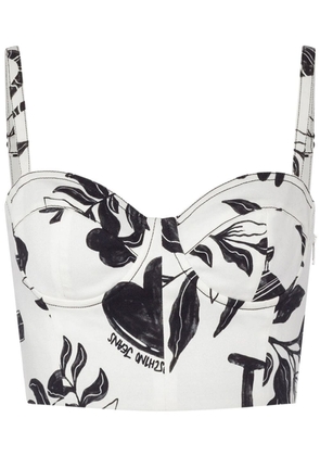 MOSCHINO JEANS graphic-print bustier top - White