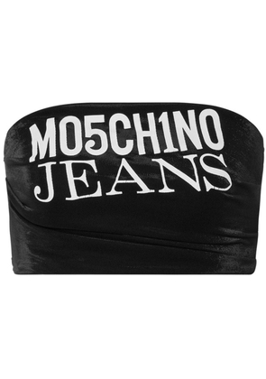 MOSCHINO JEANS logo-print bandeau top - Black