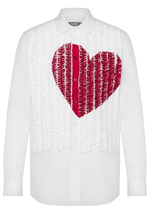 Moschino heart-print ruffled shirt - White