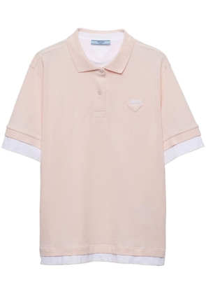 Prada logo-patch silk polo shirt - Pink