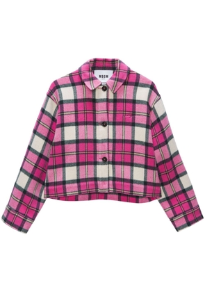 MSGM checkerboard-print cropped jacket - Pink