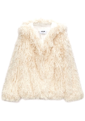 MSGM faux-fur single-breasted jacket - Neutrals