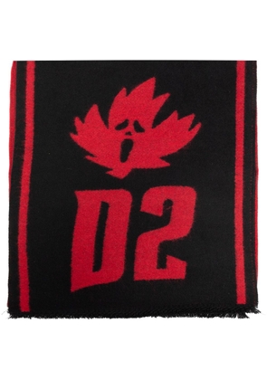 Dsquared2 D2 logo frayed scarf - Black