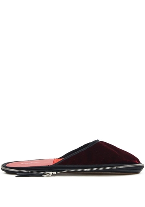 Maison Margiela zip-detail velvet slippers - Red