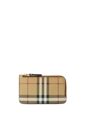 Burberry checked leather wallet - Neutrals