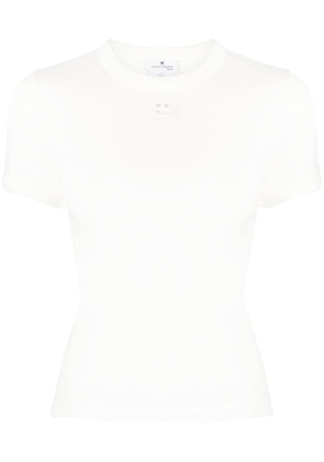 Courrèges logo-embroidered crew-neck T-shirt - White