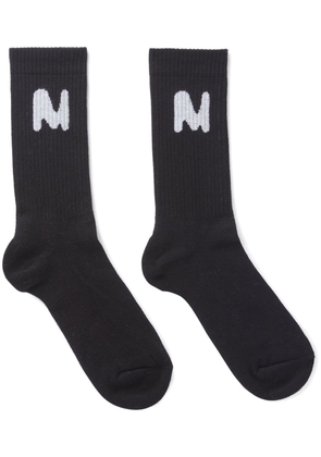 MSGM intarsia-knit logo socks - Black