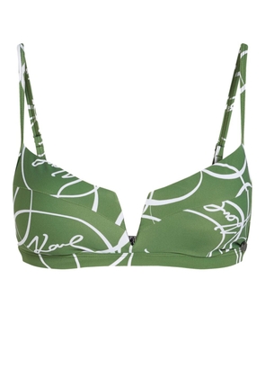 Karl Lagerfeld circle-print V-wire bikini top - Green