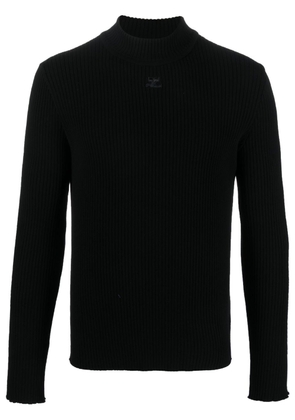 Courrèges logo-embroidered ribbed-knit jumper - Black