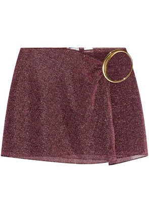 Oséree lurex-detail wrap mini skirt - Brown