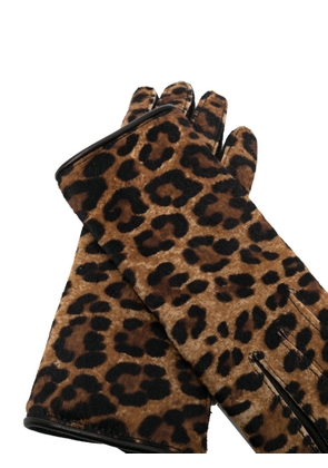 Maison Margiela leopard-print leather gloves - Neutrals