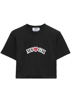 MSGM logo-print cropped T-shirt - Black