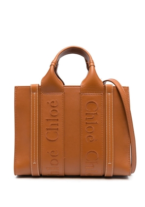 Chloé embroidered-logo tote bag - Brown
