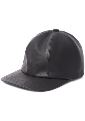 MSGM logo-embroidered leather cap - Black