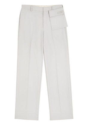MM6 Maison Margiela logo-embroidered straight-leg tailored trousers - Neutrals